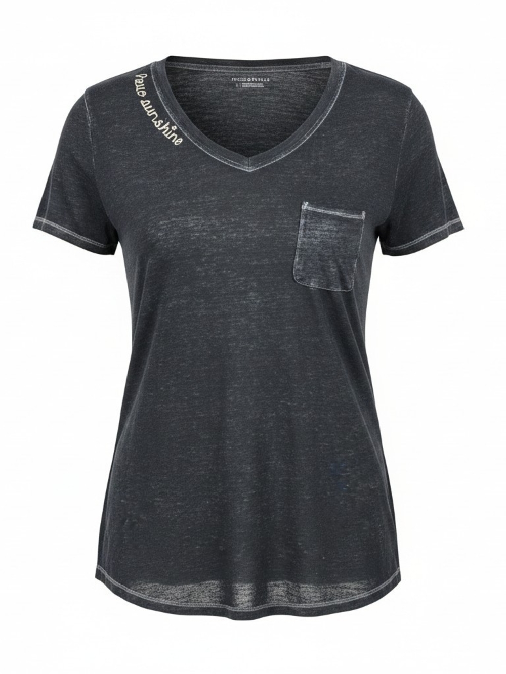 PEACE & PEARLS | Black “Hello Sunshine” Burnout Indie Casual Graphic Tee | L